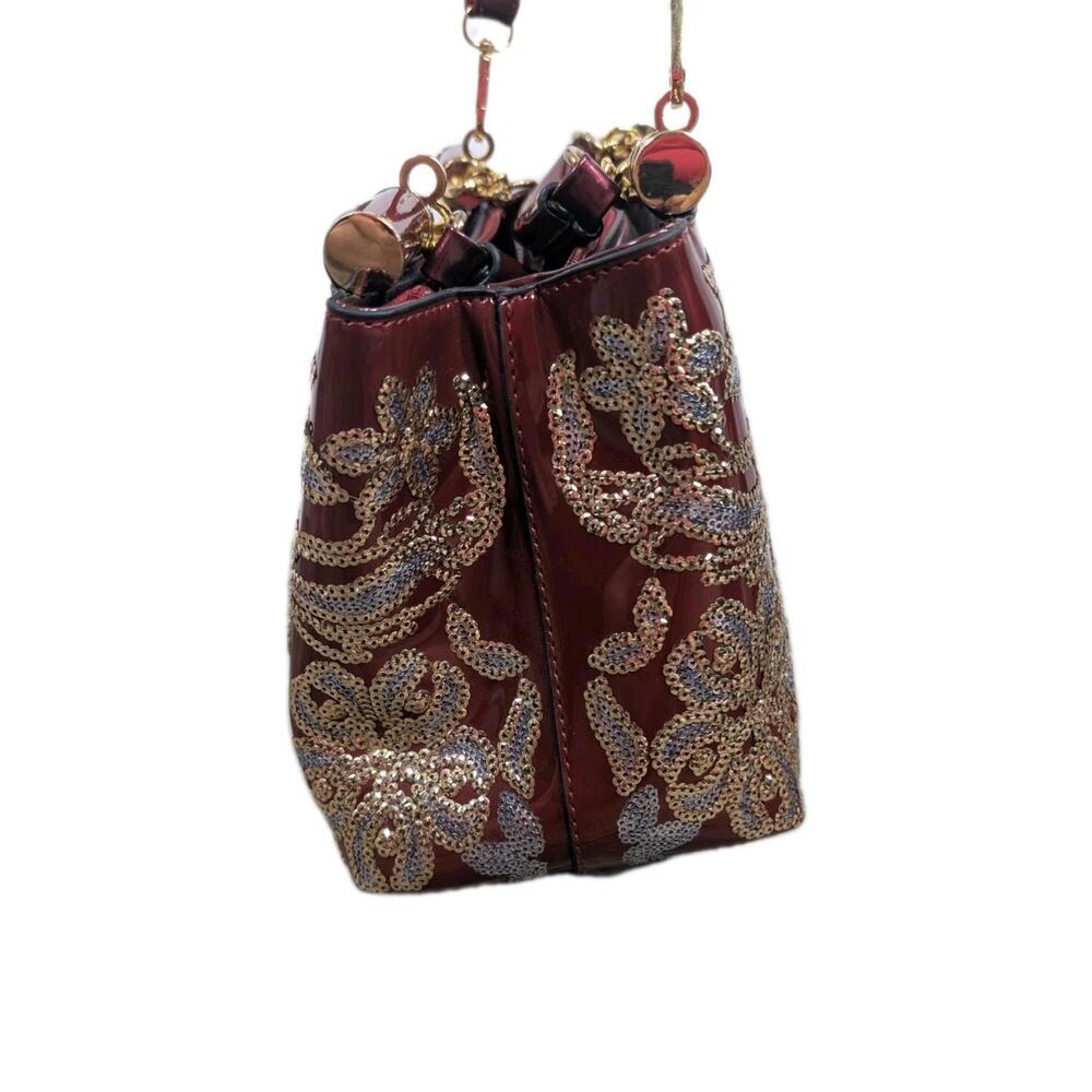 Women Patent Leather Fashion Maroon top handles/with Crossbody Strap(2) - Picture 5 of 9